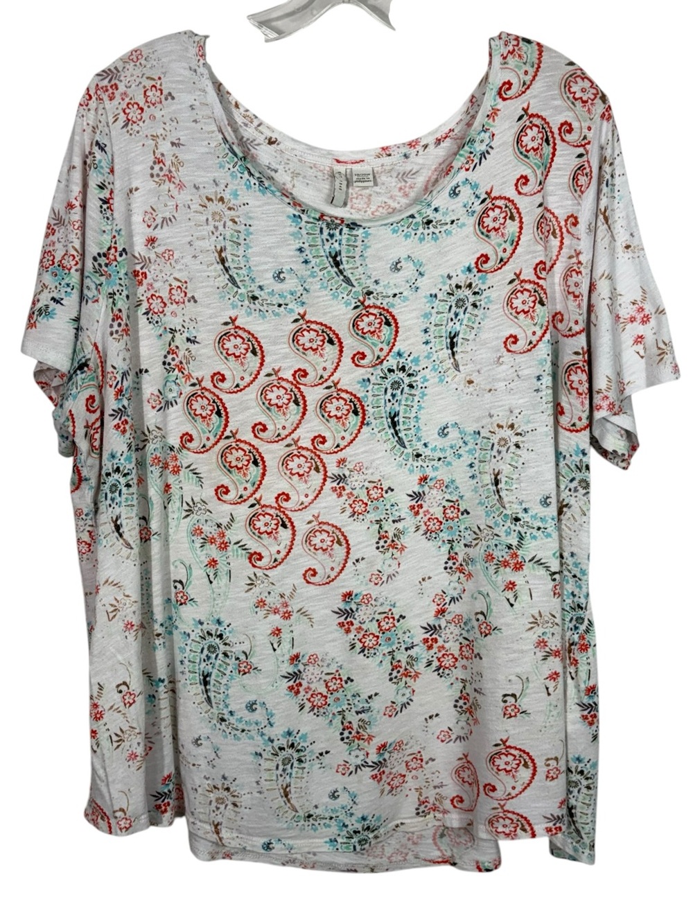 Cato Plus Size Cotton Modal Blend Paisley Breathable Short Sleeve Plus Size Top